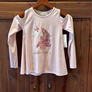 Btween  cold shoulder unicorn top Sz 8